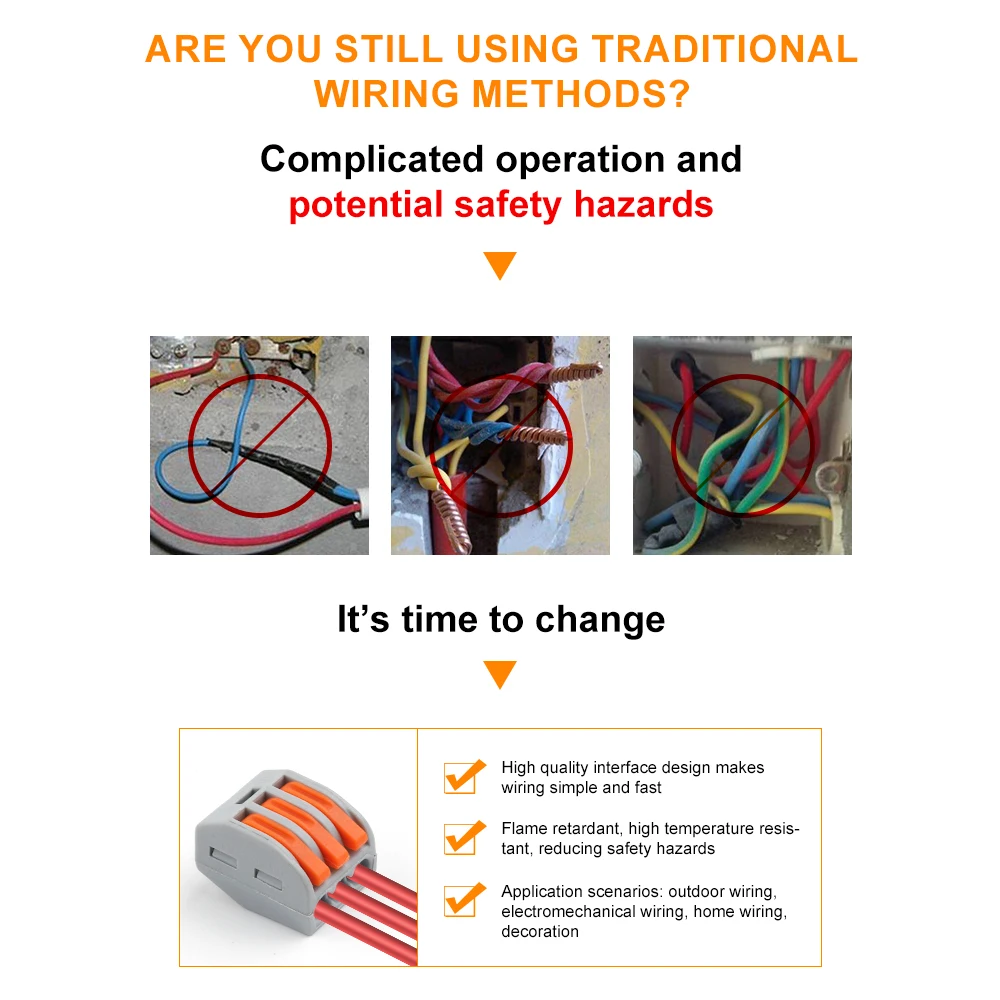 레버 와이어 퀵 커넥터, 전기 컴팩트 터미널 블록, AWG28-12 와이어링 도체, 스플라이싱, 2 홀, 3 홀, 4 홀, 5/8 홀, 10 개