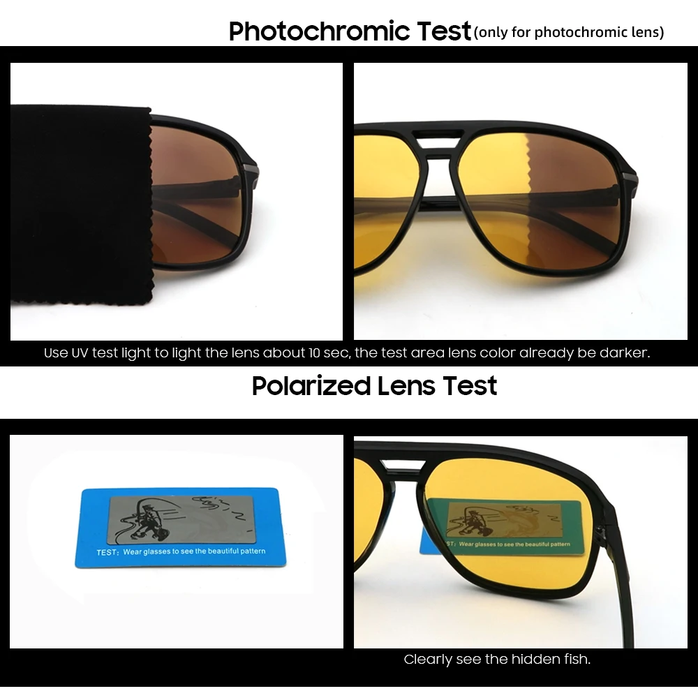 VIVIBEE Men Photochromic Night Vision 선글라스 색상 변경 전환 2025 Yellow Big Sun Glasses 대형 편광 고글