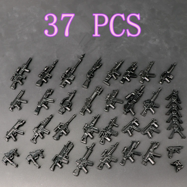 MOC Weaponry 소총 권총 장비 세트 총 군사 무기 호환 피규어 빌딩 블록 벽돌 미니 어린이 장난감 취미