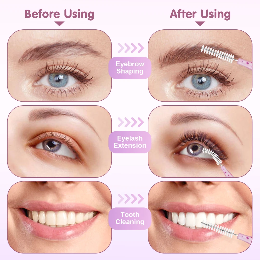 MAYOOC 미니 눈썹 브러시 눈썹 파마 브러시 일회용 눈썹 리프팅 브러쉬 구부릴 수있는 마이크로 속눈썹 브러시 애플리케이터 도구