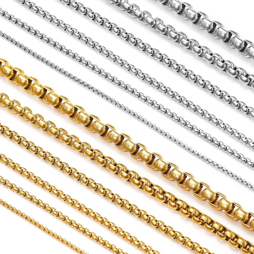 2 미터 스테인레스 스틸 골드 롤로 박스 체인 DIY 쥬얼리 만들기 목걸이 결과 팔찌 용품 대량 수제 공예