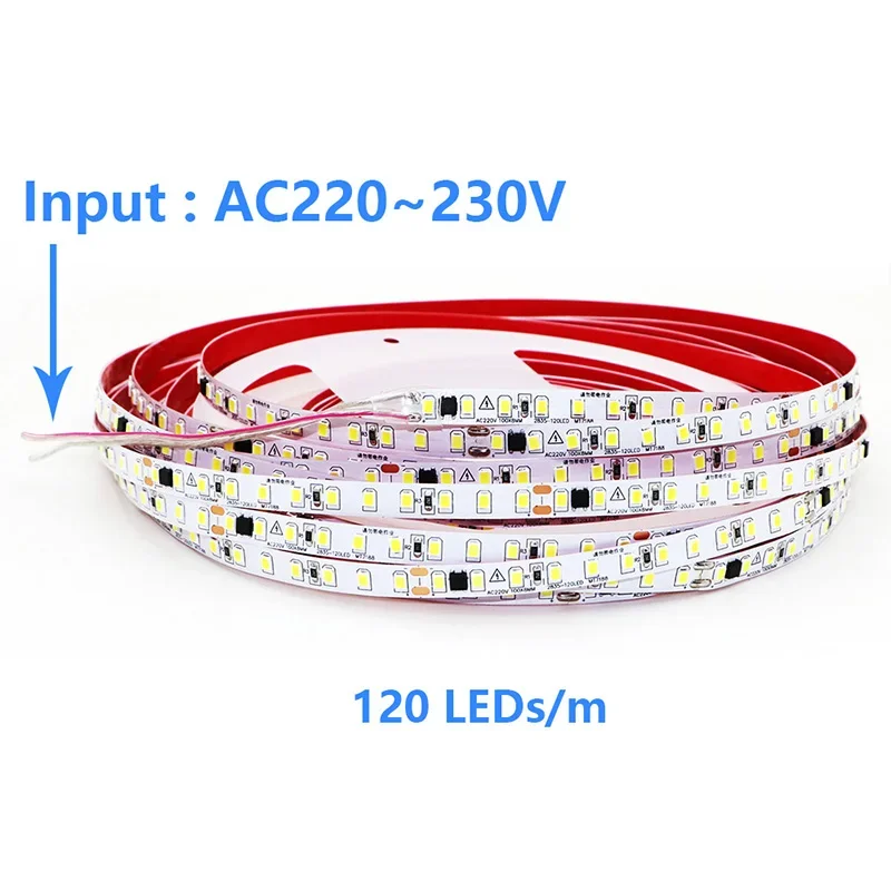 AC220V 230V 5M 600 LED 스트립 2835 120LED/m 홈 램프 스트립 레드 아이스 블루 그린 옐로우 핑크 유연하고 절단 가능한 소프트 램프 바
