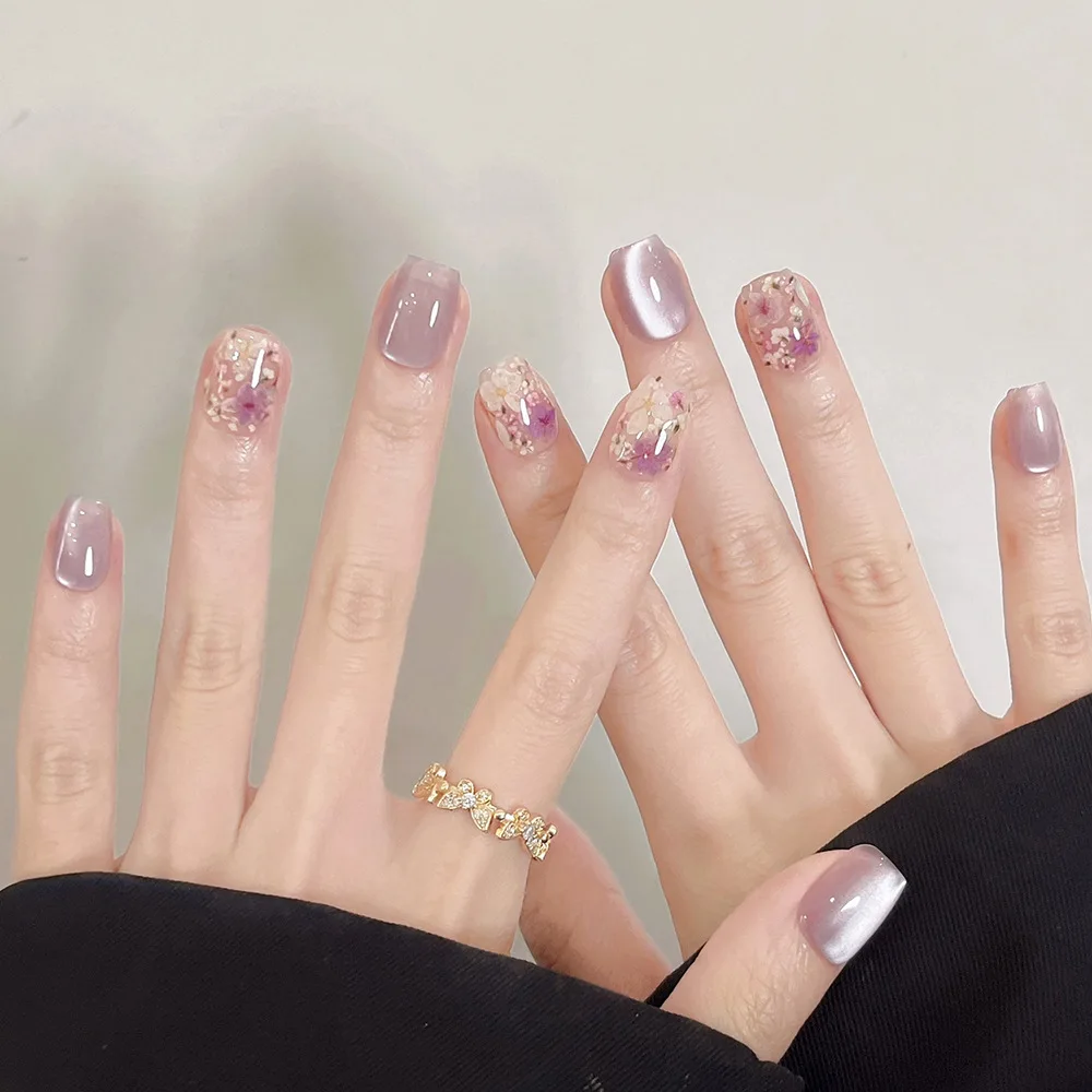 24pcs 손톱에 분리 가능한 짧은 언론 Y2k 라인 석 거짓 손톱 접착제 발레 달콤한 멋진 여자 인공 거짓 손톱 팁