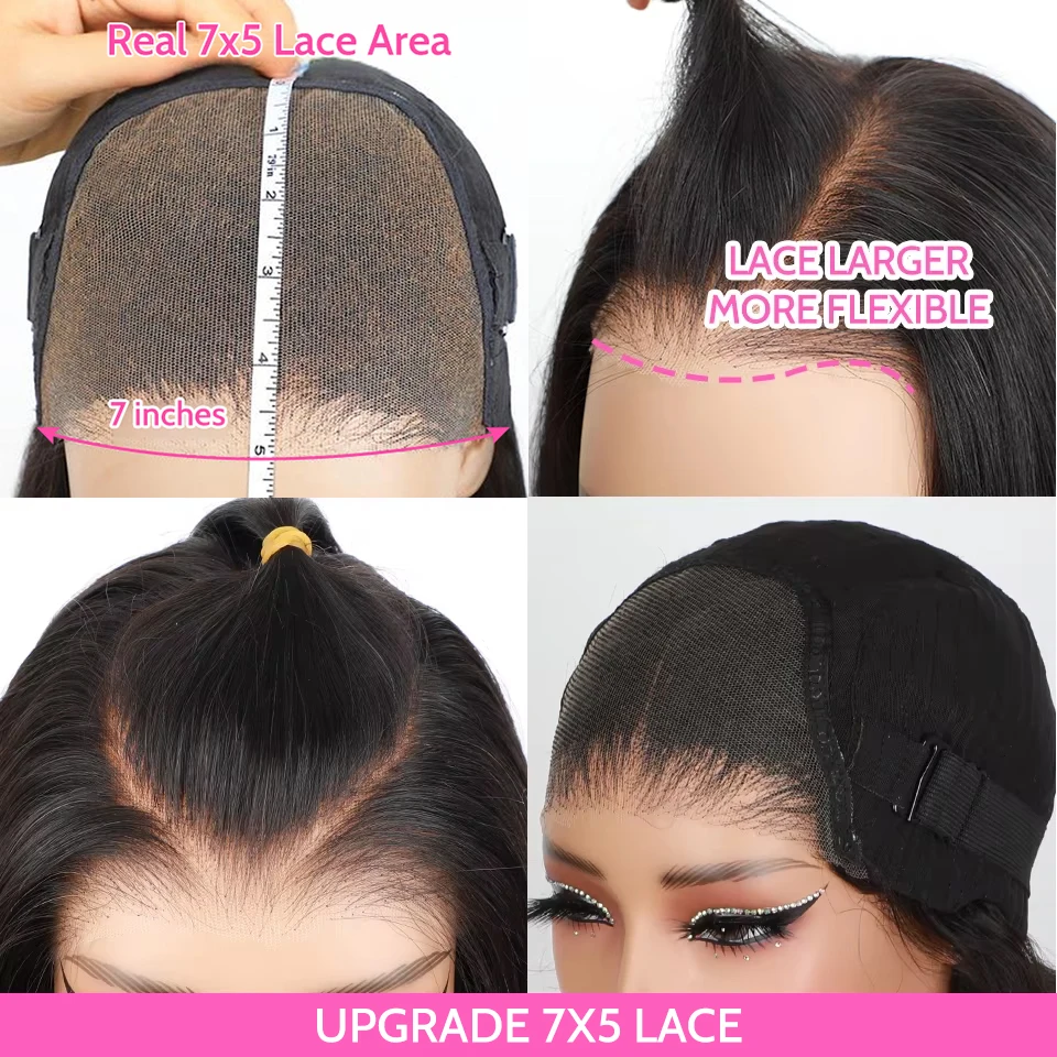 ISEE 헤어 글루리스 가발 인모 기성품 스트레이트 글루리스 프리플럭 웨어 앤 고 가발 7x5HD 레이스 프론트 가발 프리컷 레이스