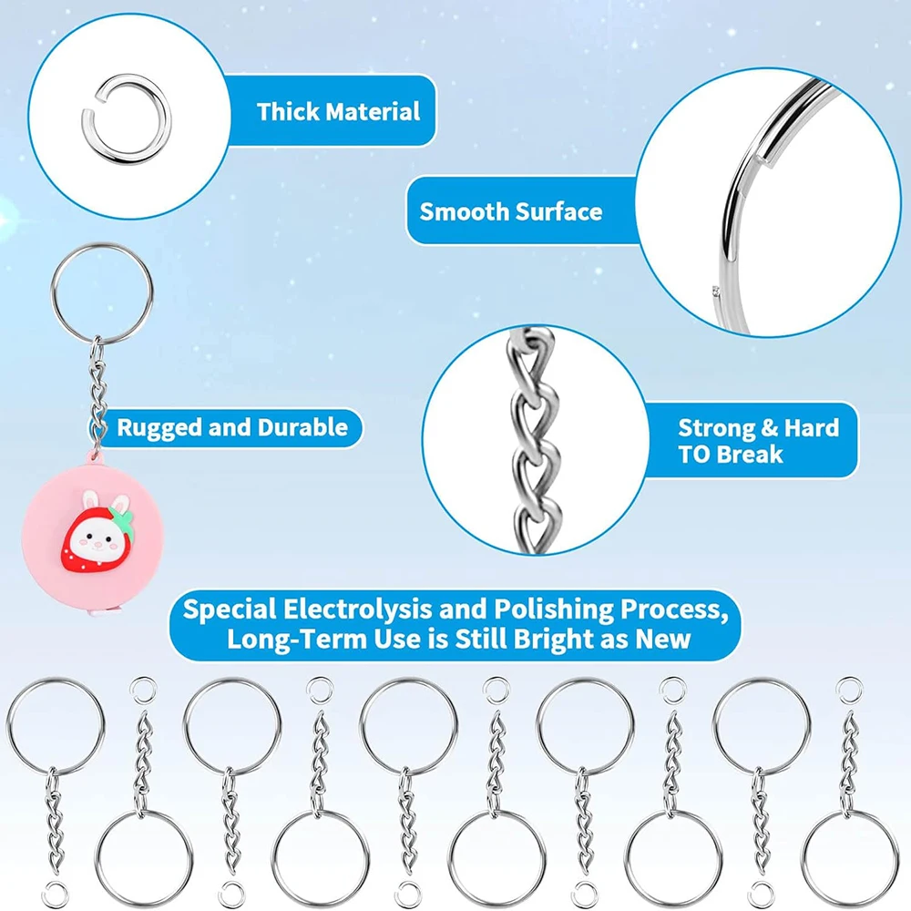 50PCS 스테인레스 스틸 금속 빈 열쇠 고리 키 체인 분할 반지 체인 등반 버클 Carabiner 키 체인 반지 액세서리