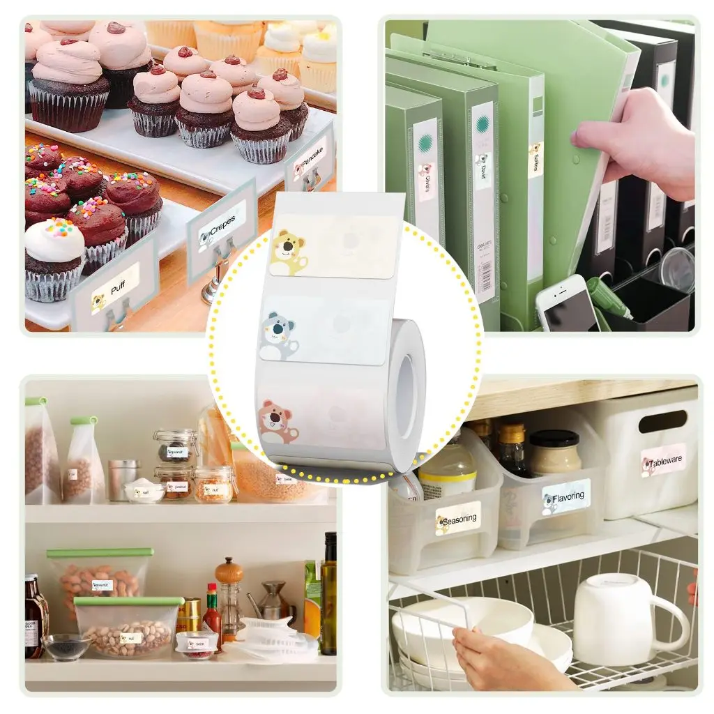 Niimbot B21/B1/B3S 열 라벨 스티커 용지 인쇄용 흰색 20-50mm 너비 의류 태그 상품 가격 식품 자체 접착