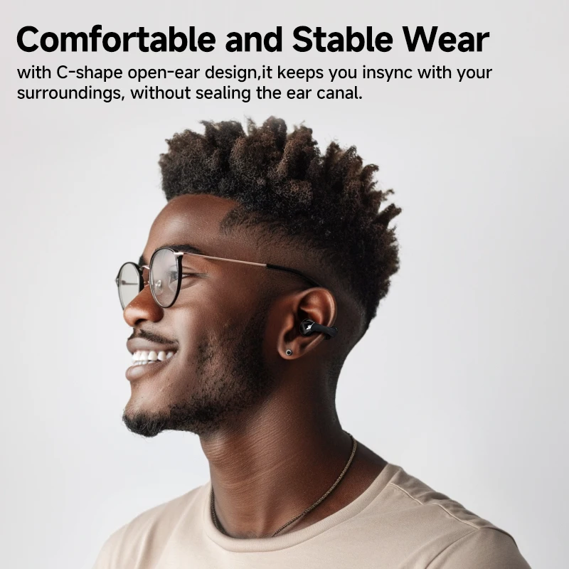 큐씨와이 Crossky C30 이어 클립 이어폰, 블루투스 5.4, 무선 오픈 이어 스포츠, TWS 이어버드, 이중 연결 헤드폰