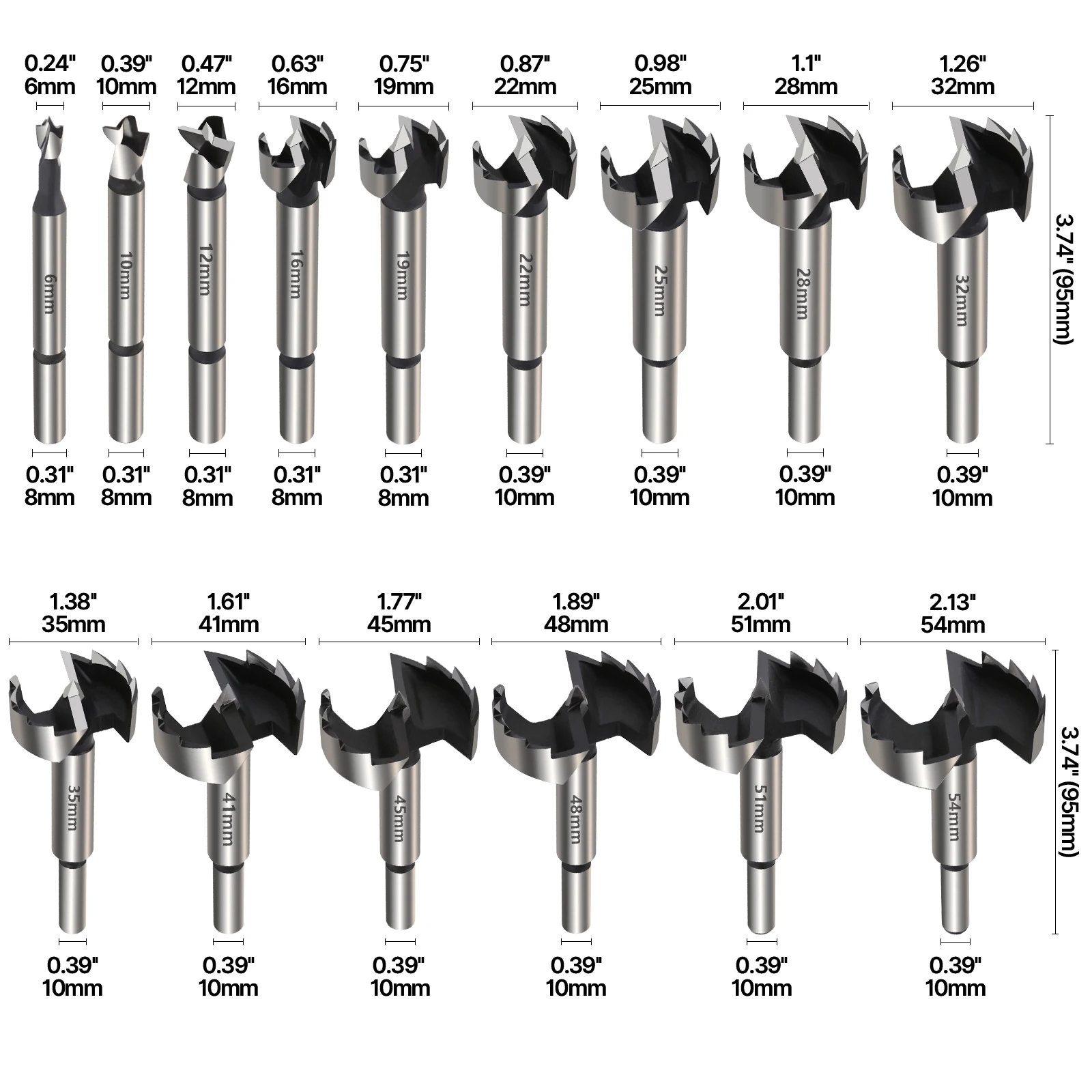 Versery 1Pc 6mm-100mm Forstner 목공 도구 구멍 톱 힌지 보링 드릴 비트 라운드 생크 고 탄소강 커터