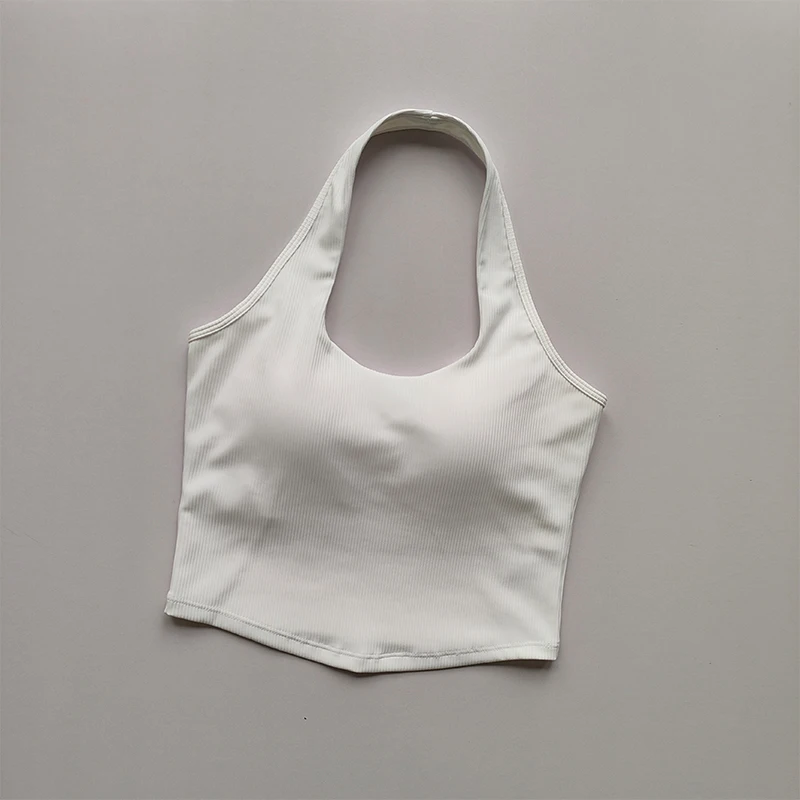 원피스 컵 2023 여름 새로운 스포츠 브래지어 여성의 충격 방지 러닝 수집 브래지어 교수형 목 뒤로 피트니스 탱크 탑