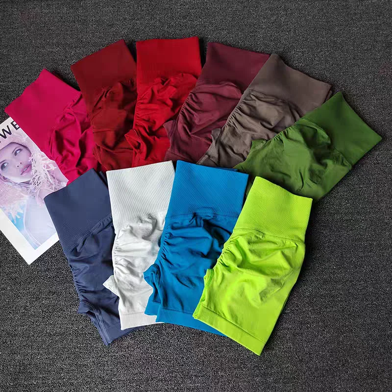 여름 하이 웨이스트 여성 요가 반바지 통기성 피트니스 엉덩이 리프트 스포츠 러닝 반바지 사이클링 푸시 업 운동 체육관 반바지