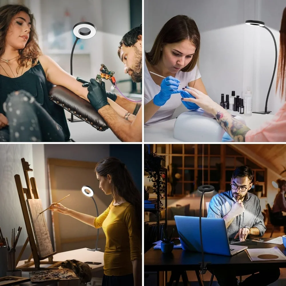 클램프가있는 LED 독서 등 3 색 및 10 밝기 책상 램프 유연한 구즈넥 책 램프 어린이 독서 야간 조명 책 조명