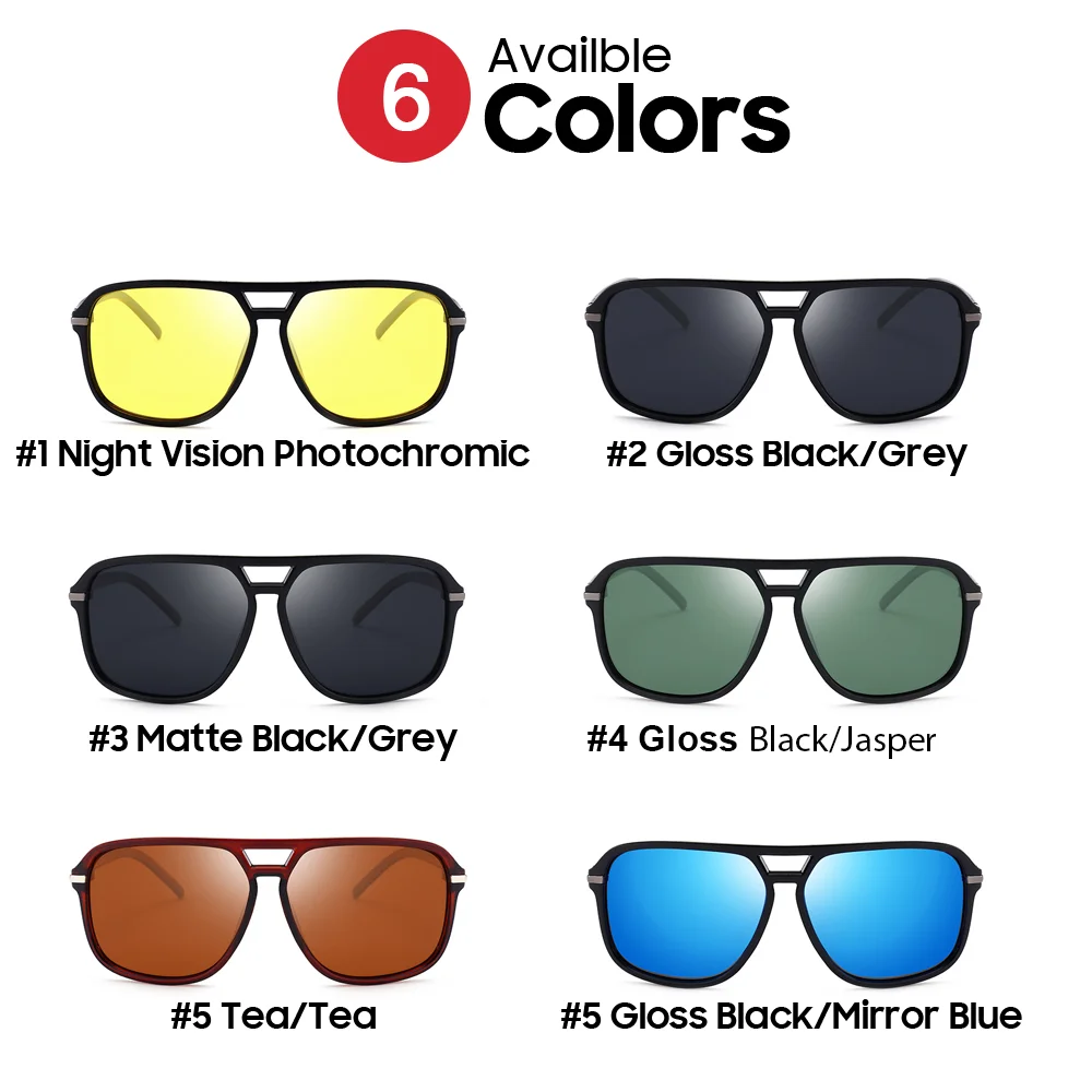VIVIBEE Men Photochromic Night Vision 선글라스 색상 변경 전환 2025 Yellow Big Sun Glasses 대형 편광 고글