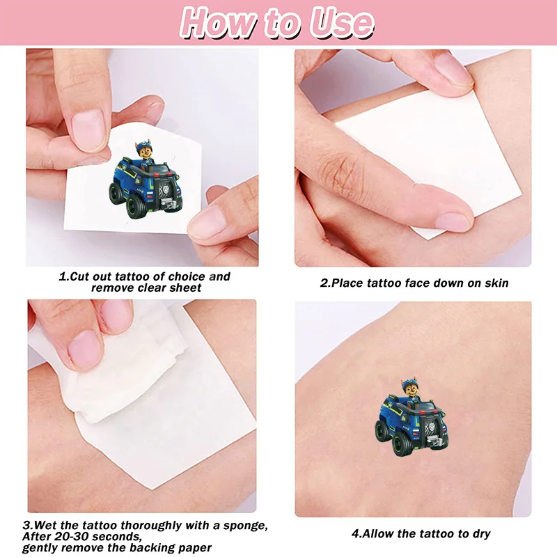 PAW 순찰 어린이를위한 빛나는 문신 개 스타일 임시 문신 스티커 어린이 소년 소녀 글로우 파티 용품 어린이를위한 선물