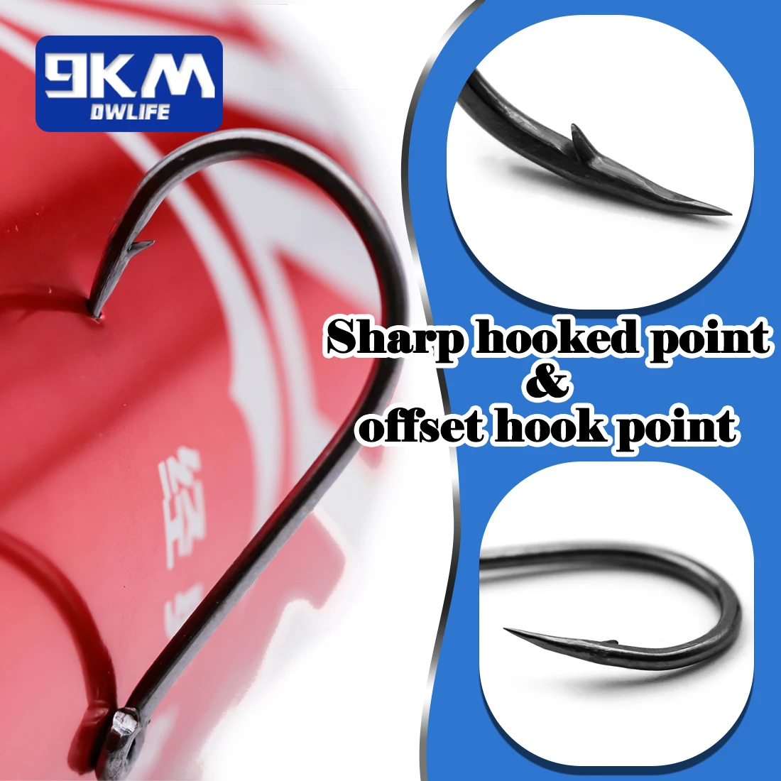 9KM 낚시 후크 50~100Pcs 잉어 후크 낚시 서클 후크 가시 블랙 고 탄소강 얼음 낚시 액세서리