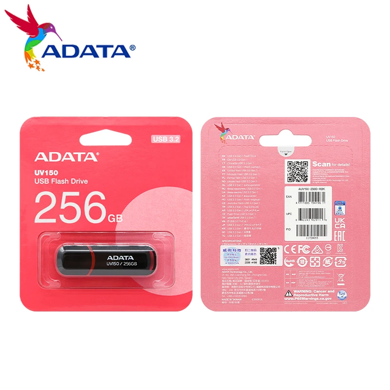 ADATA UV150 USB 플래시 드라이브 USB3.2 32GB 64GB pendrive 고속 128GB 256GB флешка 컴퓨터용 검정색 플래시 메모리 스틱