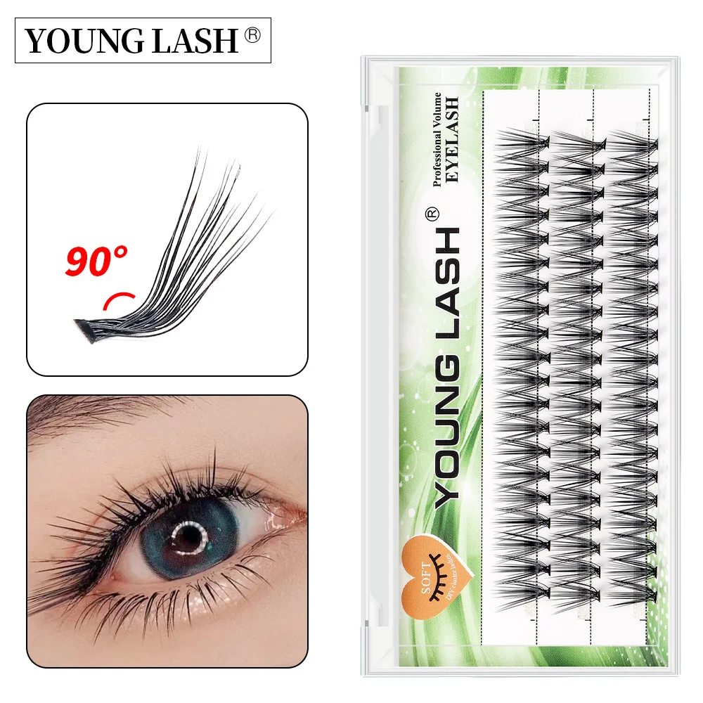 YOUNG LASH 20D L 컬 클러스터 속눈썹 연장 자연 소프트 개별 속눈썹 메이크업 도구 섬모 볼륨 미리 만들어진 팬