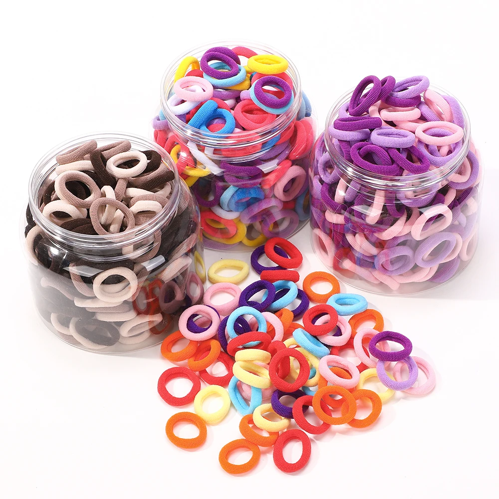 50/100/300pcs 어린이 탄성 헤어 밴드 소녀 과자 Scrunchie 고무 밴드 어린이 헤어 넥타이 머리띠 아기 헤어 액세서리