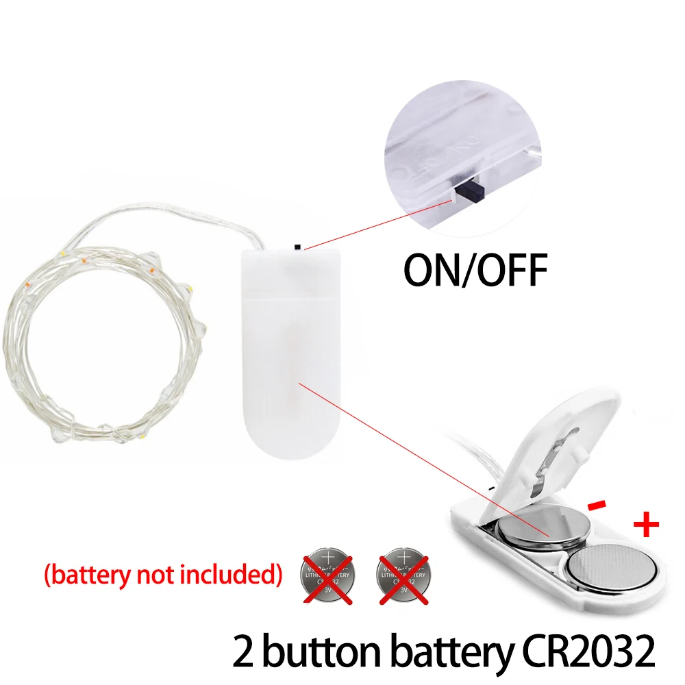 Led 구리 와이어 요정 조명 방수 LED 문자열 조명 배터리 운영 DIY 웨딩 파티 크리스마스 장식 갈 랜드