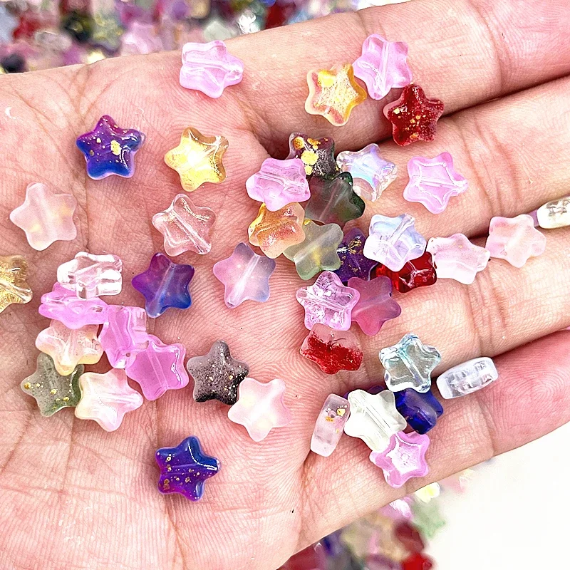 30pcs 8mm 색상 다섯개 스타 유리 구슬 보석에 대 한 느슨한 스페이서 비즈 DIY 수 제 팔찌 귀걸이 액세서리 만들기