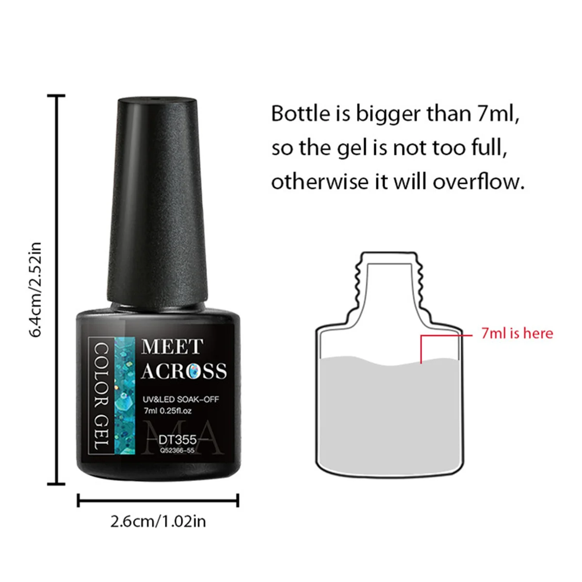 MEET ACROSS 글리터 젤 네일 광택제, 반짝이는 스팽글, UV LED 흡수 바니시, 매니큐어용 반영구 네일 아트 젤 광택제, 7ml