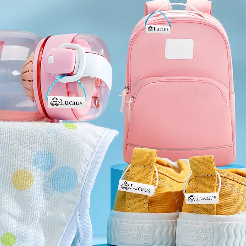 사용자 정의 이름 태그 스티커 어린이를위한 방수 맞춤 라벨 병 학교 사무실 문구 다양한 모양과 색상