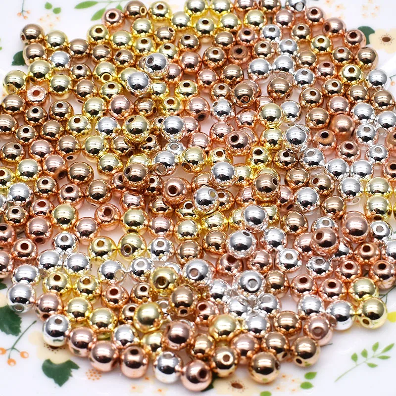 주얼리 제작용 천연 스톤, 골든 실버 컬러, 블랙 적철광 비즈, 원형 루즈 비즈, DIY 팔찌, 4mm, 6mm, 8mm, 15 인치