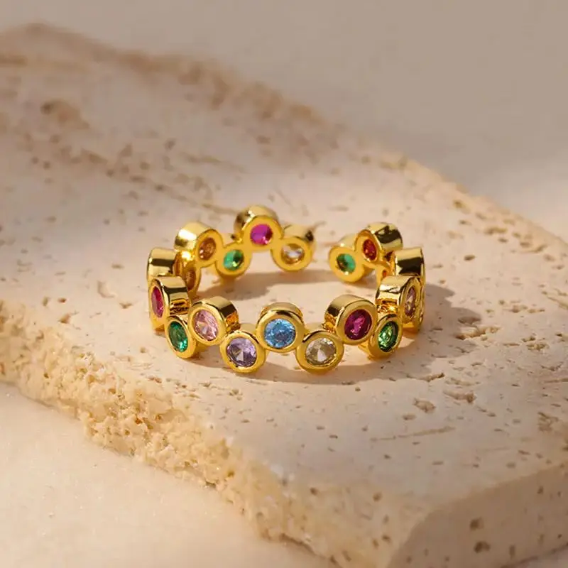 여성을위한 핑키 지르콘 반지 스테인레스 스틸 골드 컬러 반지 2025 트렌드 커플 방수 미적 결혼식 y2k 쥬얼리 anillos