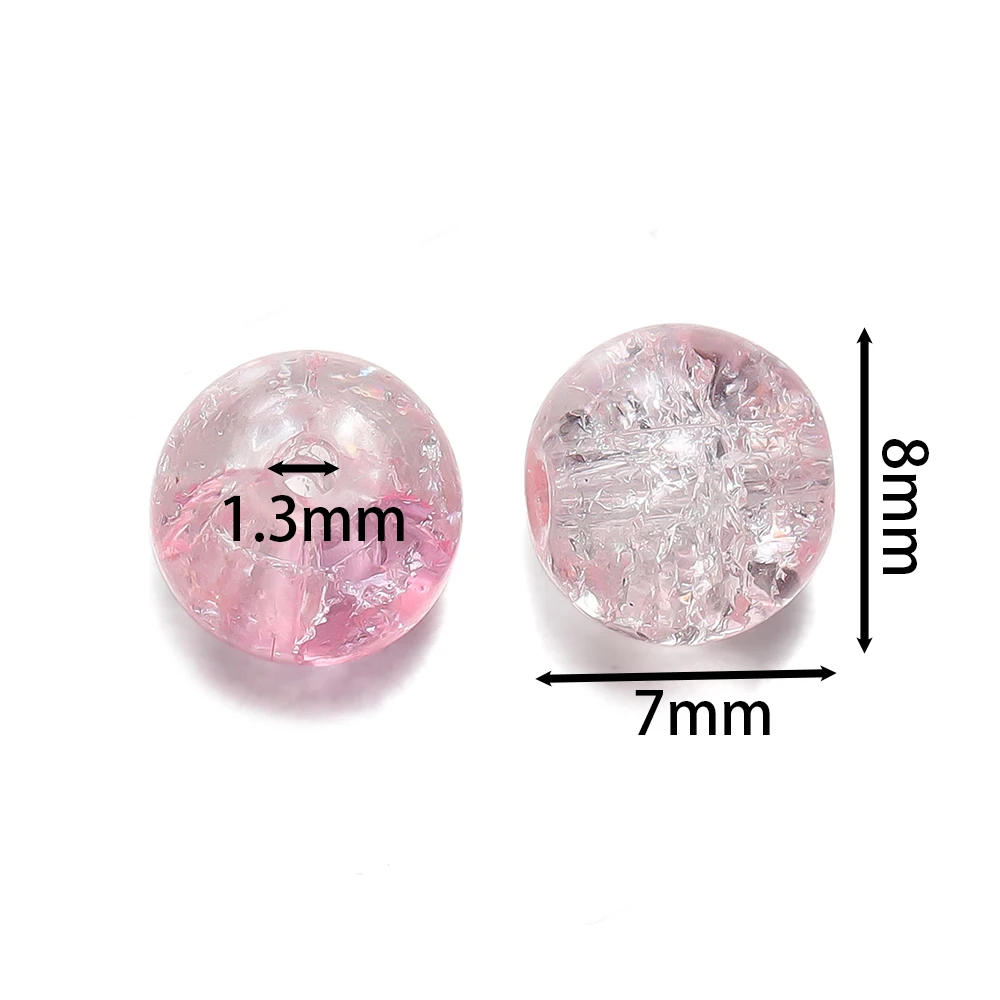 50/100pcs 8mm 유리 Crackle 구슬 보석에 대 한 느슨한 스페이서 비즈 DIY 수 제 귀걸이 팔찌 목걸이 액세서리 만들기