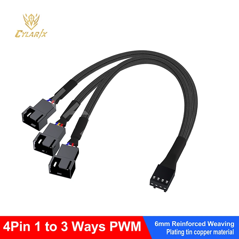 Cylarix PWM 팬 분배기 케이블 PC 4Pin 1 ~ 4 가지 방법 팬 전원 확장 어댑터 케이블 검정색 슬리브 땋은 케이블 27cm/10.5 인치 title=Cylarix PWM 팬 분배기 케이블 PC 4Pin 1 ~ 4 가지 방법 팬 전원 확장 어댑터 케이블 검정색 슬리브 땋은 케이블 27cm/10.5 인치 