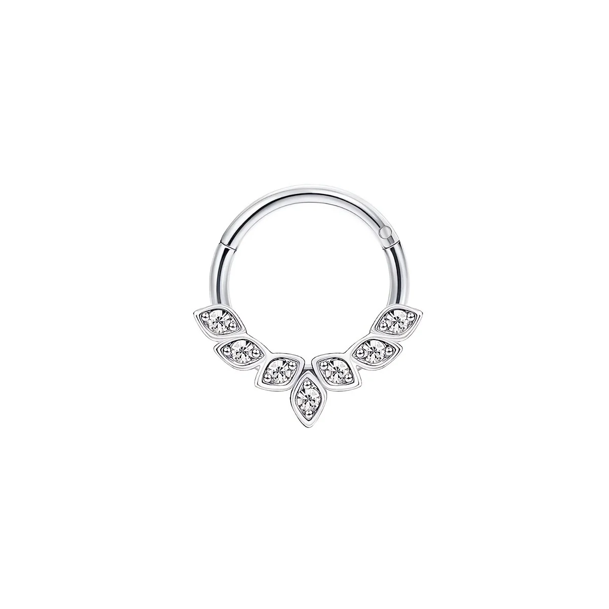 1-5pcs 16G 패션 316L 스테인레스 스틸 CZ 힌지 Septum Clicker 코 후프 링, Daith Helix Tragus 연골 피어싱 쥬얼리