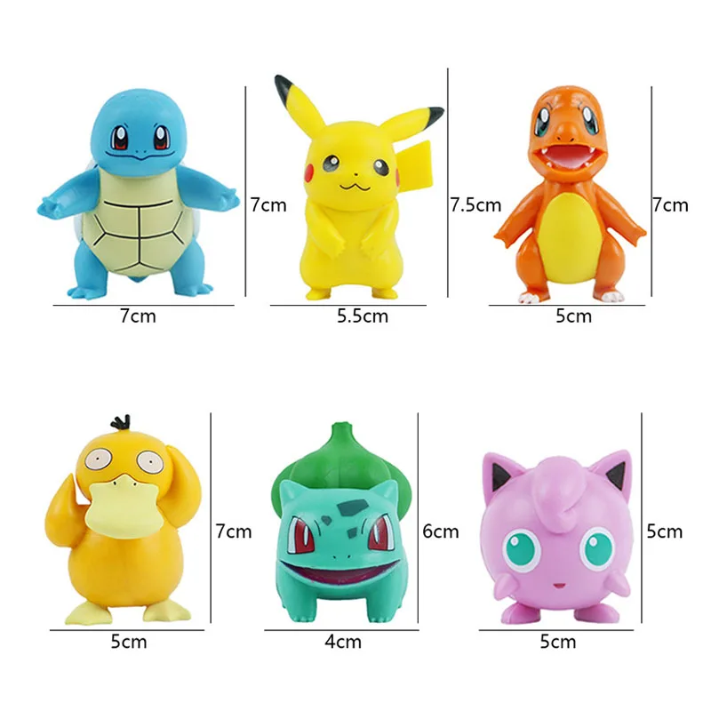 포켓몬 애니메이션 액션 피규어 피카추 장난감 모델 Charmander Psyduck Squirtle Jigglypuff Bulbasaur Kawaii 수집 인형 어린이 선물