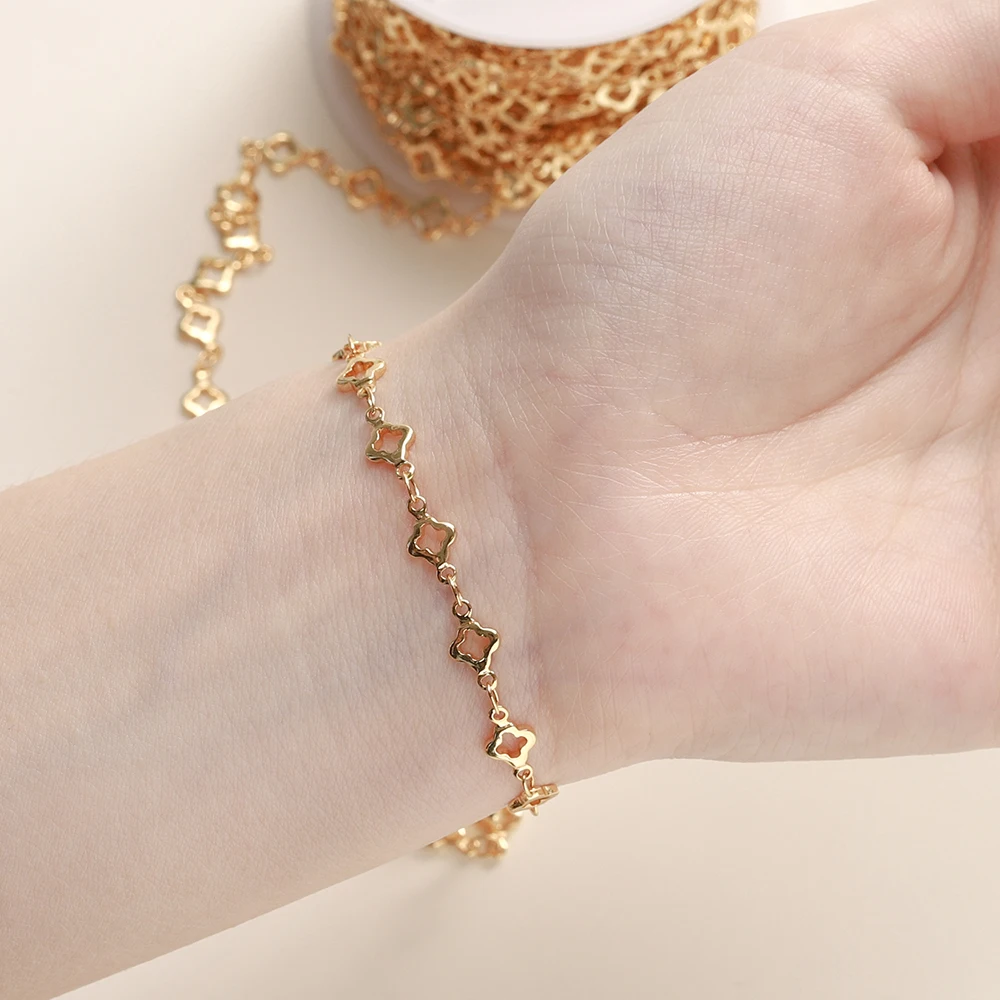 1 미터/팩 5.5MM 14/18K 골드 도금 황동 마름모 체인 쥬얼리 만들기 목걸이 팔찌 체인 쥬얼리 만들기 용품
