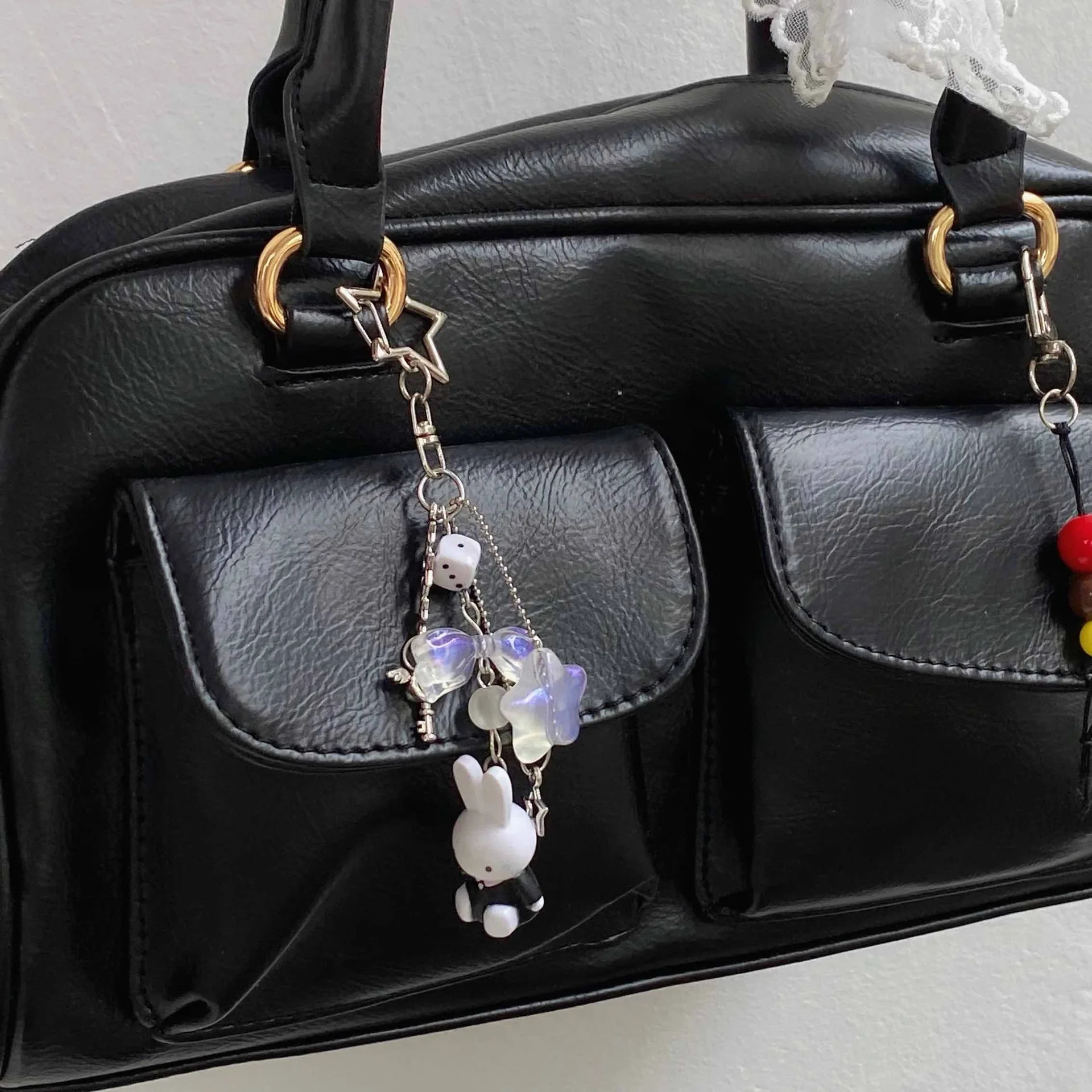 Kawaii Miffy 만화 아트 레트로 키 체인 Kawaii 가방 펜던트 Y2K 스파이스 소녀 스타일 펑크 스타일 크리스마스 선물 장난감 소녀 소년