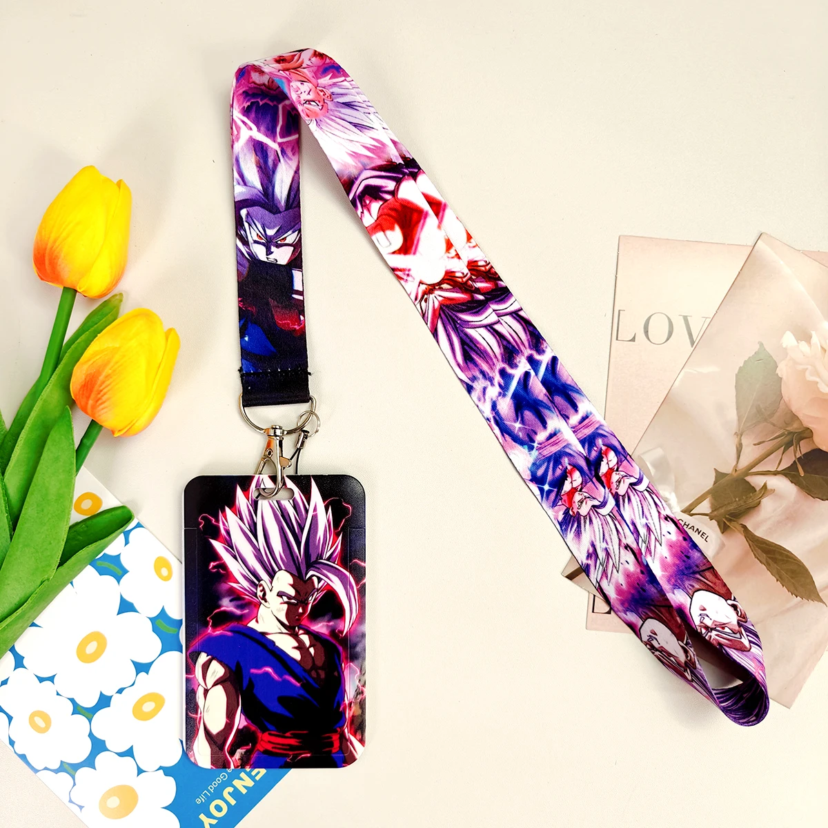 드래곤 볼 자격 증명 홀더 카드 배지 용 키 넥 스트랩 용 일본 애니메이션 매는 밧줄 체육관 키 체인 열쇠 고리 액세서리 선물