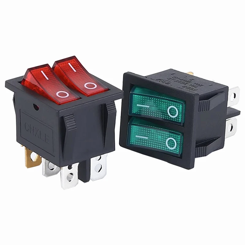 1PCS KCD8 6PIN 16A 250V 20A 125V 이중 조명 스위치 로커 스위치 방수 ON-OFF KCD6 보트 전원 스위치