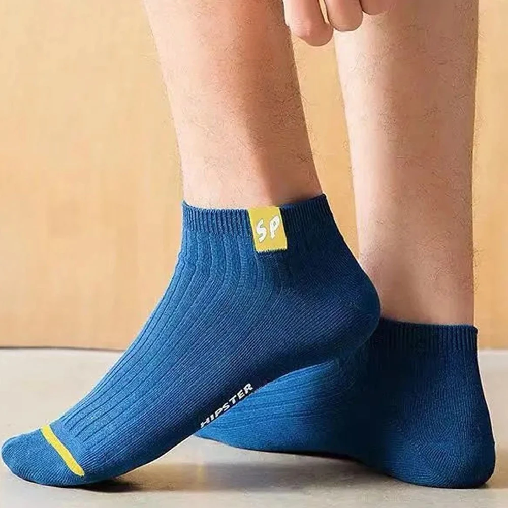 5 쌍 남성 양말 고품질 봄, 가을 두꺼운 통기성 보트 양말 로우 컷 얕은 입 양말 남성 캐주얼 양말