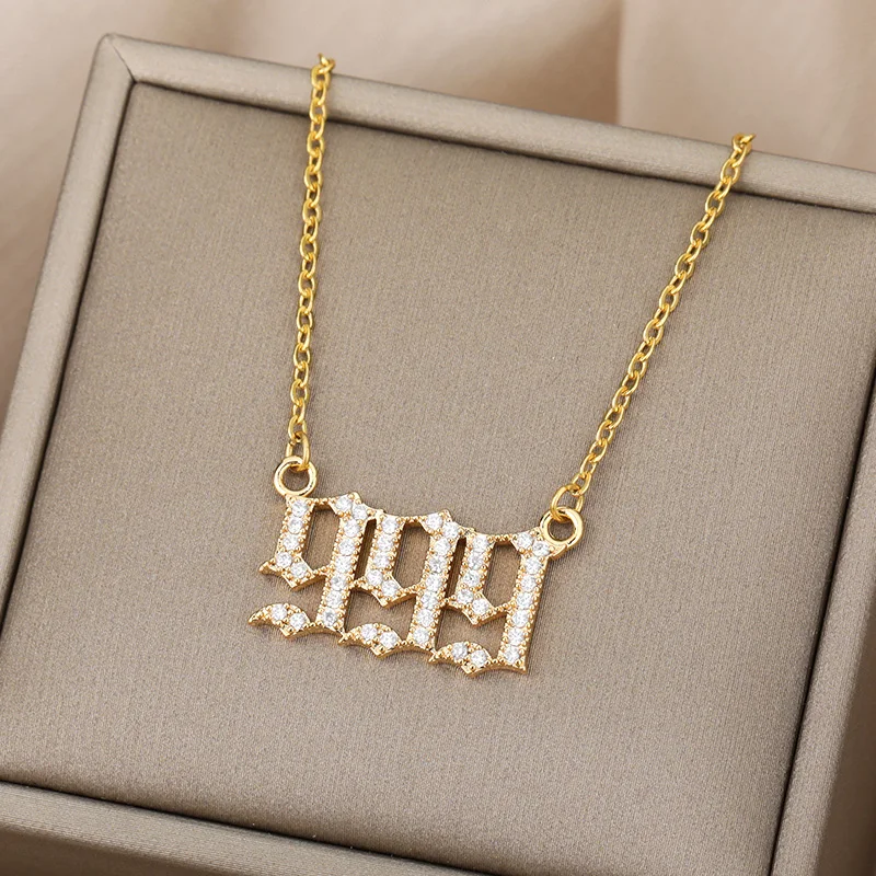 여성을위한 천사 숫자 목걸이 남성 111 222 333 스테인레스 스틸 체인 지르콘 펜던트 목걸이 생일 보석 선물 title=여성을위한 천사 숫자 목걸이 남성 111 222 333 스테인레스 스틸 체인 지르콘 펜던트 목걸이 생일 보석 선물 