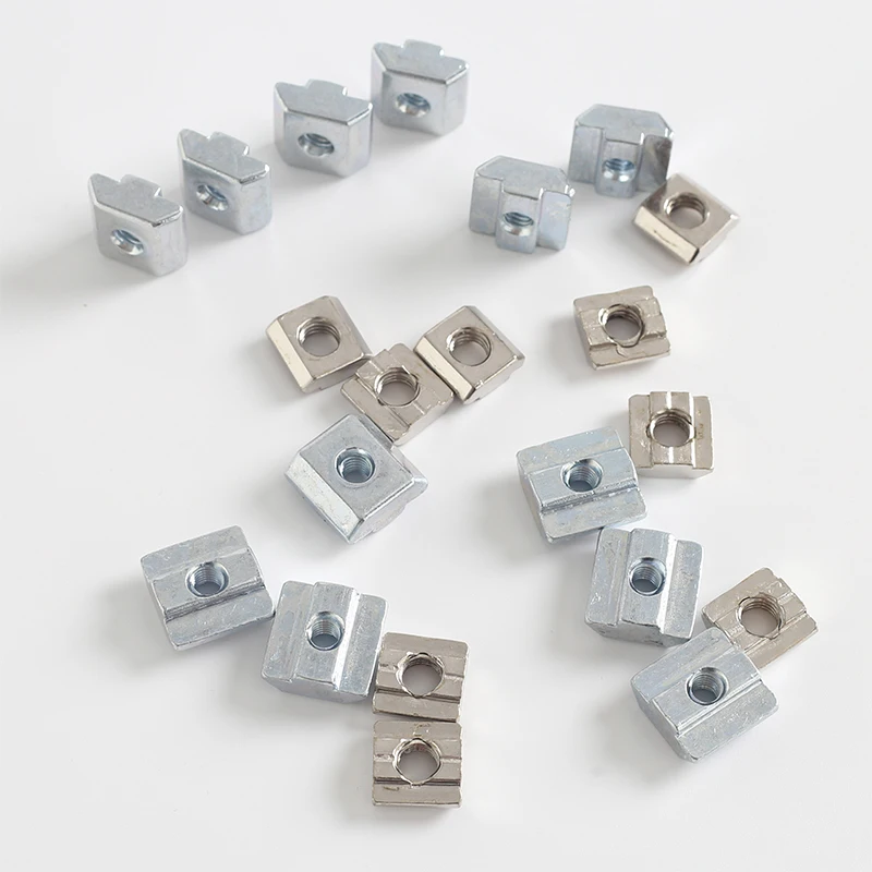 100 마력/몫 T 블록 사각 너트 M3 M4 M5 M6 M8 T-트랙 슬라이딩 해머 너트 20 30 40 45 알루미늄 프로파일 슬롯 커넥터 액세서리