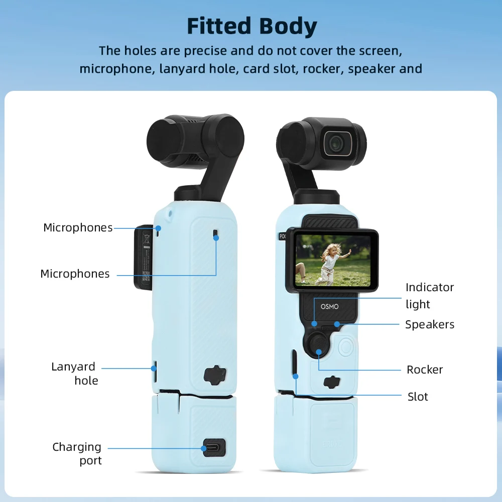 DJI OSMO Pocket 3 용 케이스 실리콘 보호 커버 Pocket3 케이스 카메라 쉘 액세서리 용 스크래치 방지 렌즈 캡 보호대