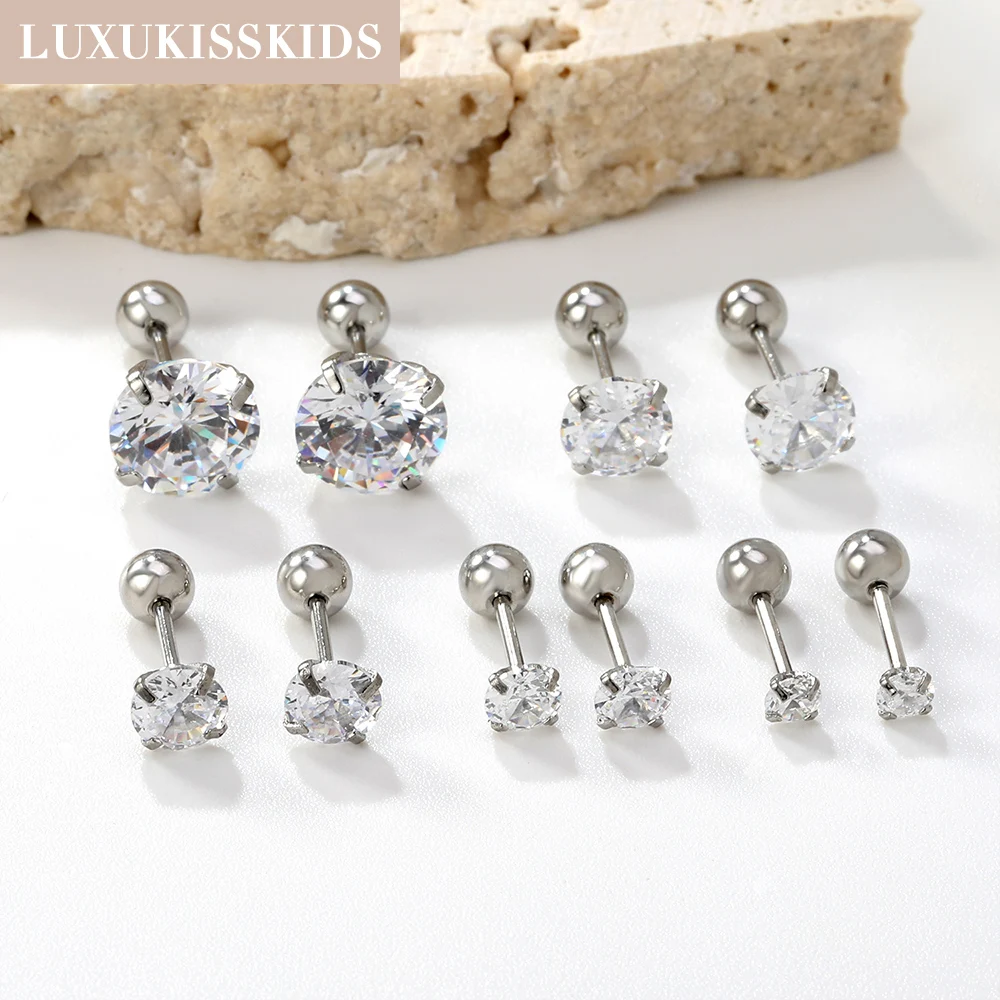 LUXUKISSKIDS 1pairs/2pcs 남자 라운드 크리스탈 지르코니아 스터드 귀걸이 외과 강철 보석 럭셔리 클리어 라인 석 남여 피어싱 title=LUXUKISSKIDS 1pairs/2pcs 남자 라운드 크리스탈 지르코니아 스터드 귀걸이 외과 강철 보석 럭셔리 클리어 라인 석 남여 피어싱 