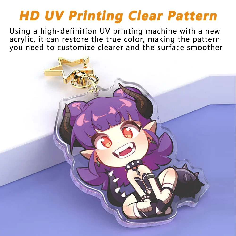 사용자 정의 키 체인 만화 아크릴 열쇠 고리 사진 사용자 정의 애니메이션 매력 홀로그램 지우기 맞춤형 디자이너 자동차 열쇠 고리