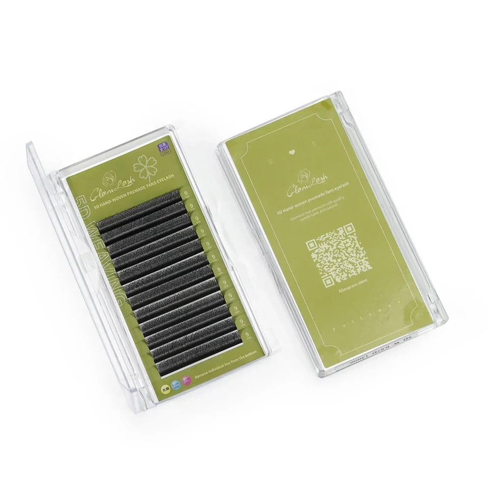 GLAMLASH 브라운 3D 4D 5D 속눈썹 C/D/L/LU/M 미리 만들어진 볼륨 팬 W 스타일 속눈썹 확장 메이크업 도구