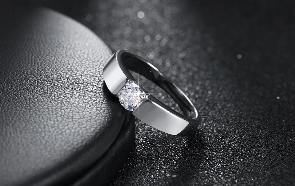 여성을위한 매력 925 스털링 실버 반지 빛나는 크리스탈 크기 7/8/9/10 패션 파티 선물 약혼 웨딩 쥬얼리