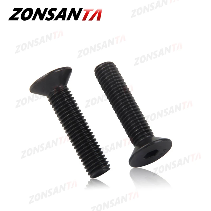 ZONSANTA M2 M2.5 M3 M4 M5 M6 Din7991 탄소강 볼트 DIY 육각형 육각 소켓 플랫 헤드 카운터 싱크 나사 검정색 가구 나사