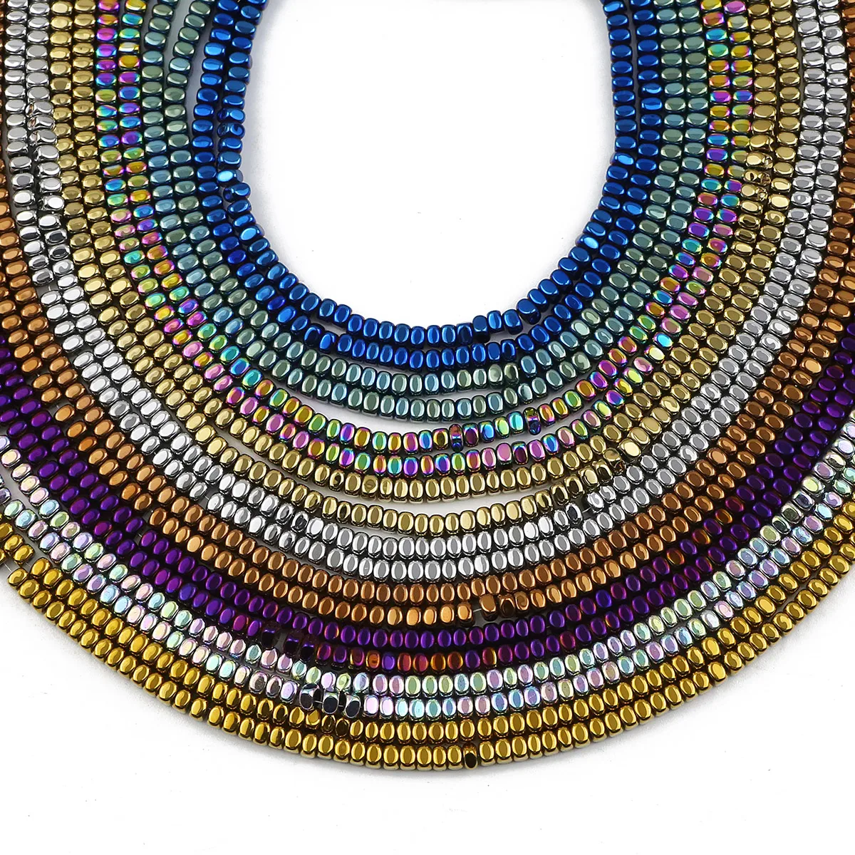 3x2mm 200pcs 골드 도금 적철광 천연 석재 스퀘어 스페이서 루즈 비즈 쥬얼리 만들기 팔찌 목걸이 DIY 액세서리