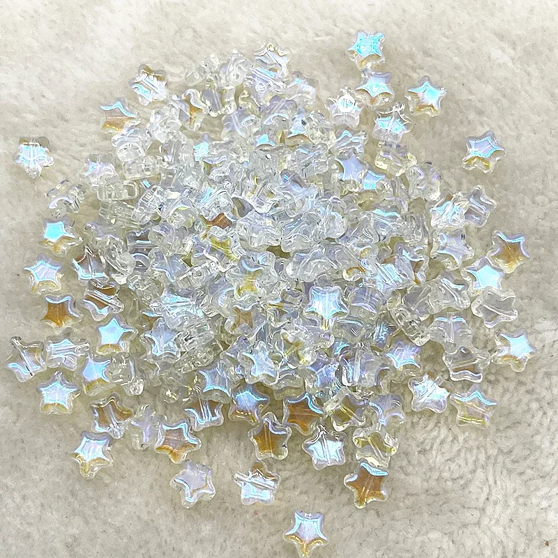 30pcs 8mm 색상 다섯개 스타 유리 구슬 보석에 대 한 느슨한 스페이서 비즈 DIY 수 제 팔찌 귀걸이 액세서리 만들기