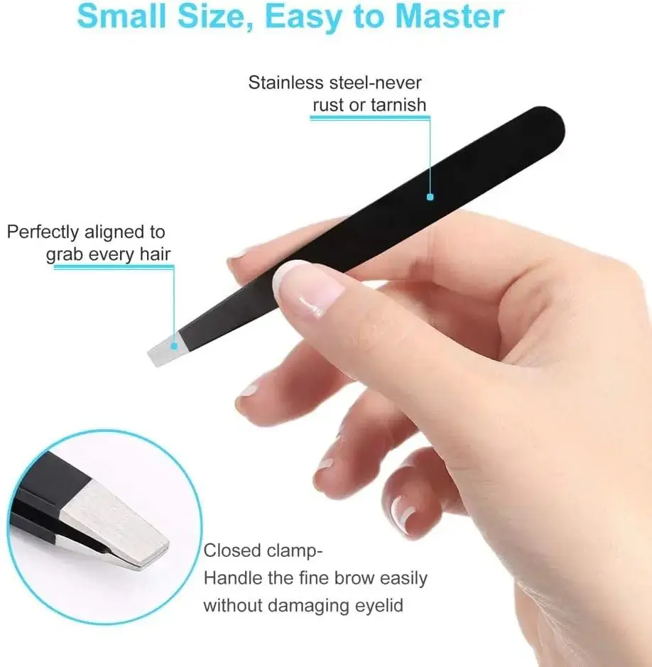 4팩 핀셋 세트 - 남성 및 여성을 위한 전문 스테인레스 스틸 핀셋, 얼굴 털, 턱용 정밀 눈썹 핀셋,