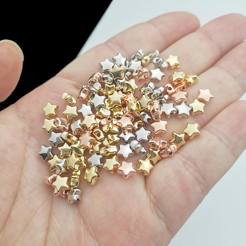 6mm 100~400pcs 별 모양 CCB 페르시 골드 실버 도금 루즈 비즈 쥬얼리 만들기 DIY 목걸이 팔찌 액세서리
