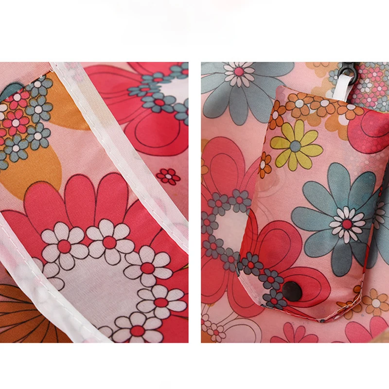 패션 인쇄 접이식 친환경 쇼핑백 토트 접이식 파우치 핸드백 여행용 식료품 가방에 편리한 대용량