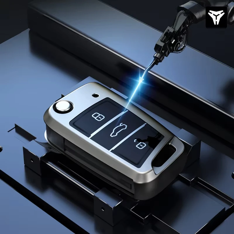 폭스 바겐 폭스 바겐 폴로 골프 7 Passat Tiguan MK2 비틀 Ateca 캐디 T5 플립 접이식 자동차 키 케이스 커버 액세서리 용 티타늄 그레이